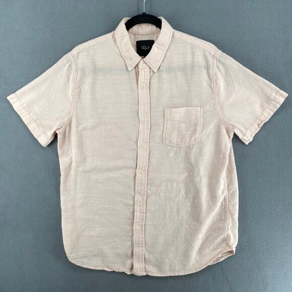 Rails Fairfax Button Down Short Sleeve Shirt Mens L Pink Cotton Casual - Picture 1 of 13